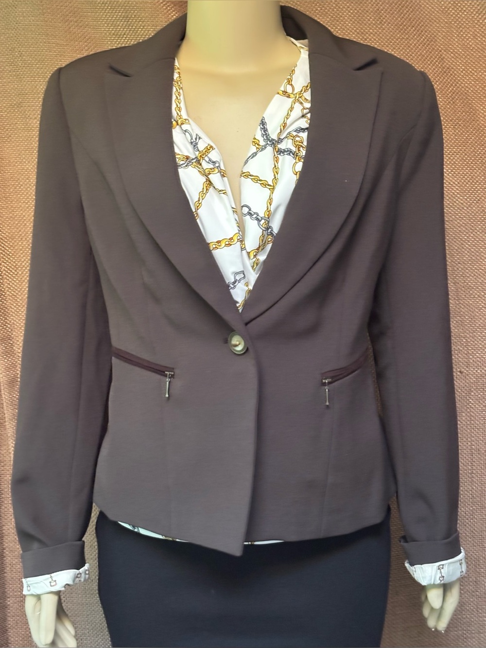The Limited Dark Brown Single-Button Tailored Blazer